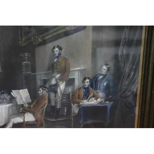 345 - Rare Framed and Glazed Hand Coloured Engraving of The Melton Breakfast - 81 x 68cm