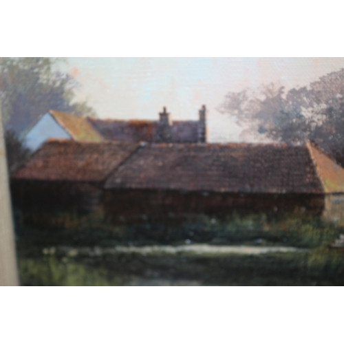 289 - Vintage Oil on Canvas by Clive Madgwick RBA of Kentish Farmhouse - 39 x 32cm