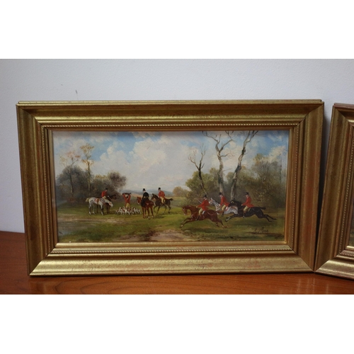 290 - Pair of Fantastically Executed Oil on Board Hunting Scene Paintings, Framed. By Renowned Artist Robe... 