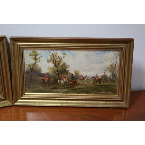 290 - Pair of Fantastically Executed Oil on Board Hunting Scene Paintings, Framed. By Renowned Artist Robe... 