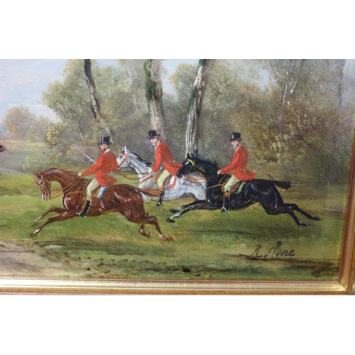 290 - Pair of Fantastically Executed Oil on Board Hunting Scene Paintings, Framed. By Renowned Artist Robe... 