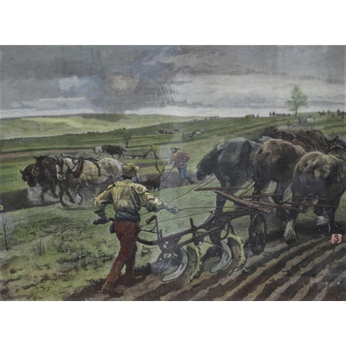 352 - Antique Hand Coloured Etching - An English Ploughing Match - 67 x 55cm - (On Offer Courtesy of a Lad... 