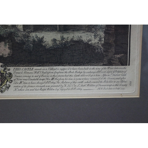 360 - Fantastic Antique 1735 Hand Coloured Etching of the North East View of Canterbury Castle - Framed an... 