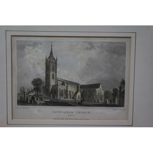 364 - Antique 1830 Hand Coloured Engraving by H. Adlard and Drawn by T. M. Haynes of Faversham Church - Fr... 