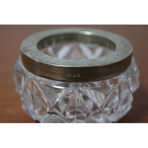 369 - London Silver Hallmarked Silver Rimmed Glass Pot