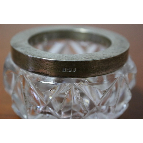 369 - London Silver Hallmarked Silver Rimmed Glass Pot