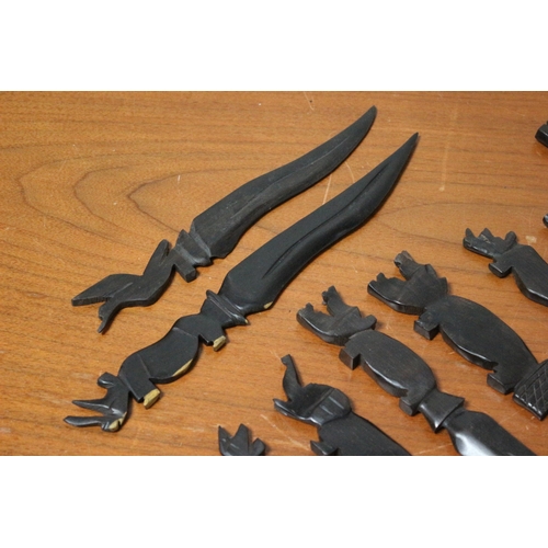 384 - Selection of Hand Carved African Blades with Animal Handles