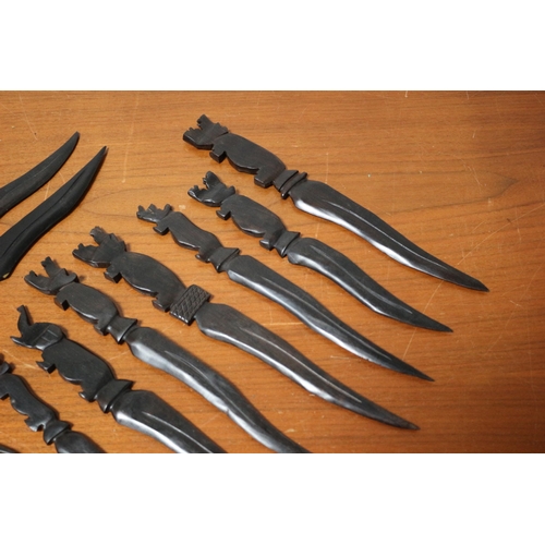 384 - Selection of Hand Carved African Blades with Animal Handles