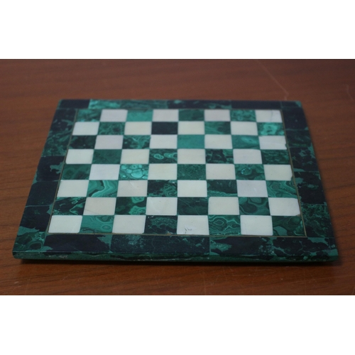 400 - Malachite and Marble Chess Board - 19 x 19cm