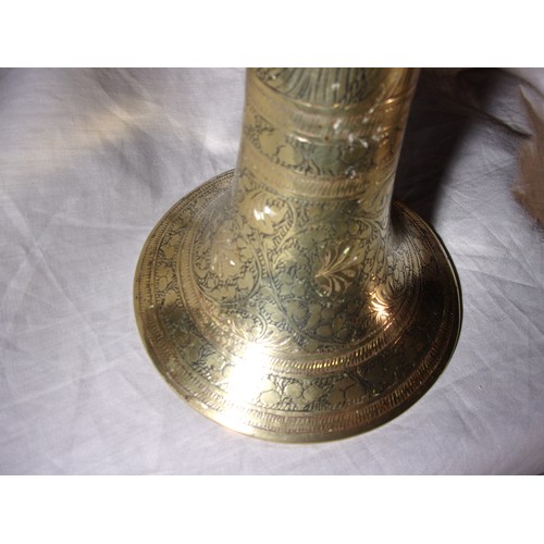 62 - Highly Decorative Brass Goblet Vase 21cm tall