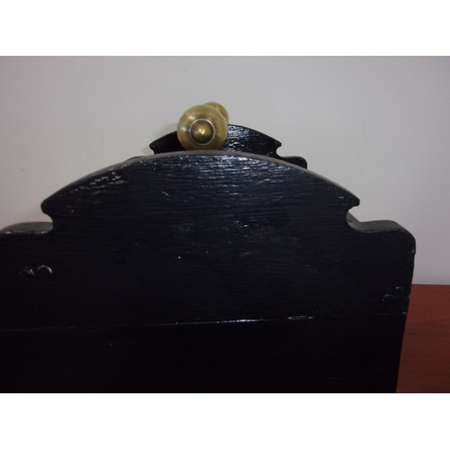 105 - Nice Wooden Coal Scuttle Painted Black with Great Brass Handles 45cm Depth x37cm high 35 cm wide