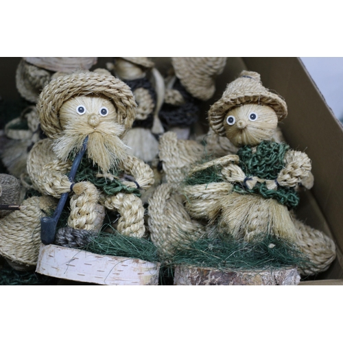 20 - Large Box Containing Large Quantity of Garden Ornamental Rope & Straw People