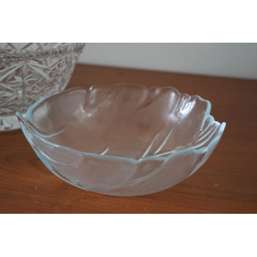 27 - Large Crystal Cut Glass Bowl plus Other Glassware Pieces