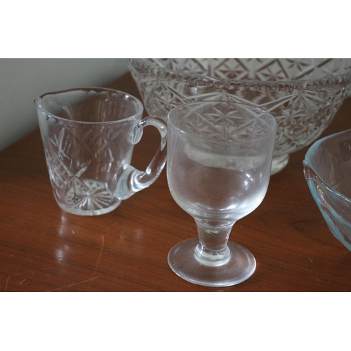 27 - Large Crystal Cut Glass Bowl plus Other Glassware Pieces