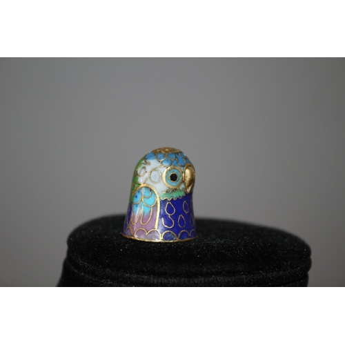 32 - Vintage Cloisonné Owl Thimble