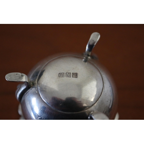 42 - Tested as Silver and Marked SIL Salt Pot with Glass Insert plus Silver Plate Spoon - 35.4g without g... 