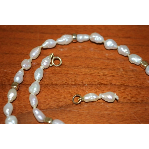 61 - Tested as Gold and Natural Pearls Necklace