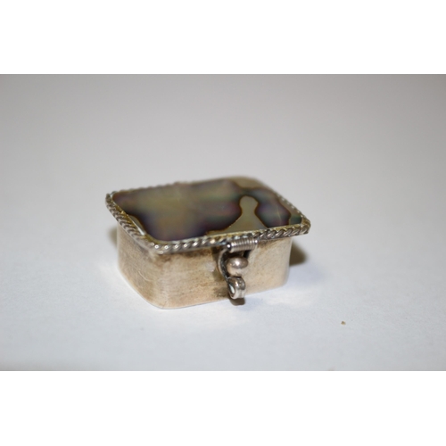 63 - 925 Silver Marked Mother of Pearl Pill Box Hallmarked - 5.7g