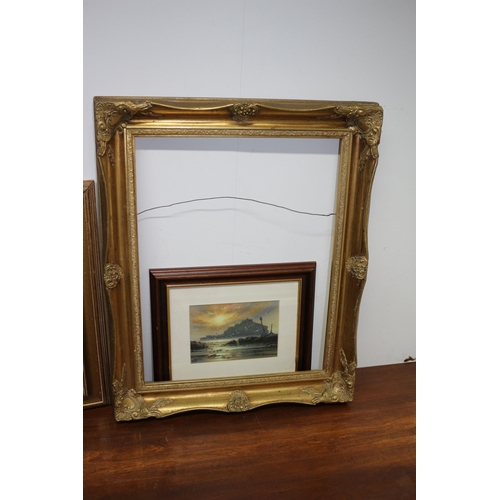 143 - 2 x Aged Picture Frames plus a Believed to be Victorian Silhouette Picture of a Woman plus a Print