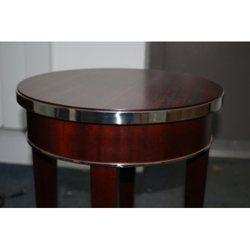 145 - Possibly? Julian Chicester - Crillion Side Table with Mahogany Top and Legs and Chrome Edging and Ca... 