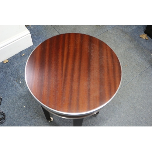 145 - Possibly? Julian Chicester - Crillion Side Table with Mahogany Top and Legs and Chrome Edging and Ca... 