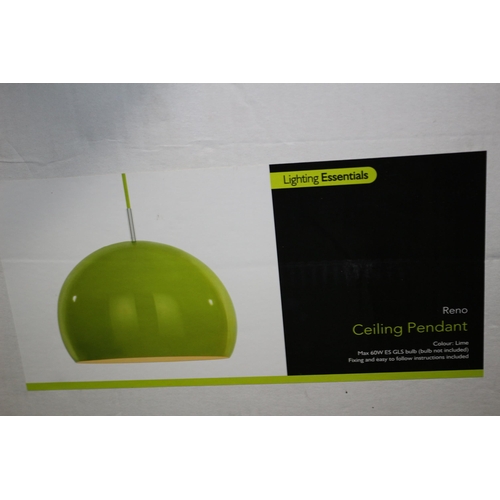 160 - 2 x Boxed / New Lighting Essentials Ceiling Pendant Shades - one is Lime Coloured and the other is C... 