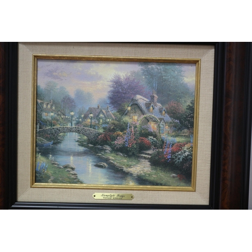 84 - Framed Lamplight Bridge by Thomas Kinkade from the Kinkade Classic Collection with C.O.A on Reverse.... 