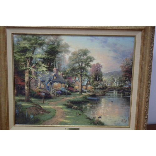 85 - Framed Home Town Lake by Thomas Kinkade from the Kinkade Classic Collection. 65 x 55cm