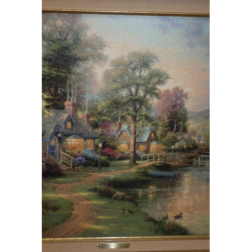 85 - Framed Home Town Lake by Thomas Kinkade from the Kinkade Classic Collection. 65 x 55cm