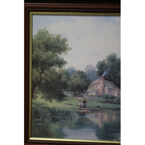 86 - Framed Fishing Lesson by Hubert King. 50 x 40cm