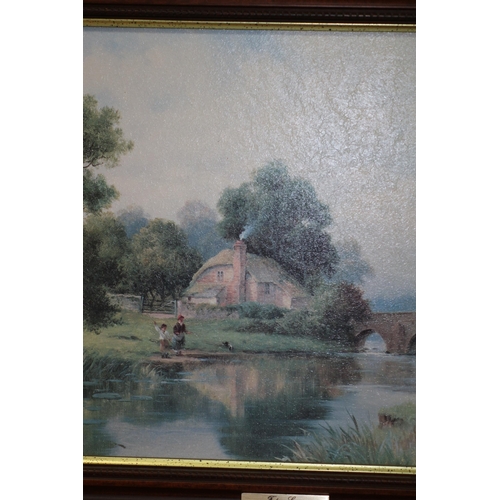 86 - Framed Fishing Lesson by Hubert King. 50 x 40cm