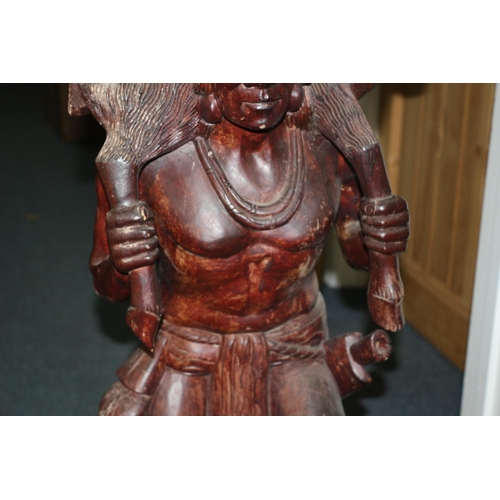 87 - Large and Heavy Wooden Vintage/Antique Beautifully Hand Carved with Lovely Detail, Native Indian, Ca... 