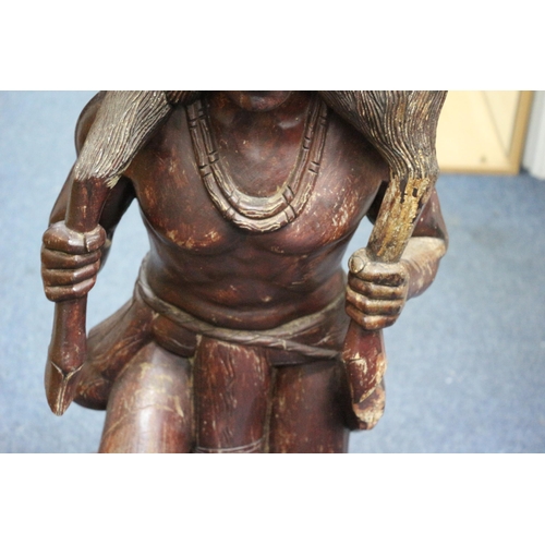 88 - Large and Heavy Wooden Vintage/Antique Beautifully Hand Carved with Lovely Detail, Native Indian, Ca... 