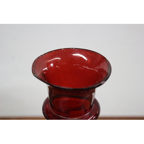 91 - Hand Blown Bohemian Glass Vase, Highly Decorative plus Cranberry Patch Vase - Tallest 20cm