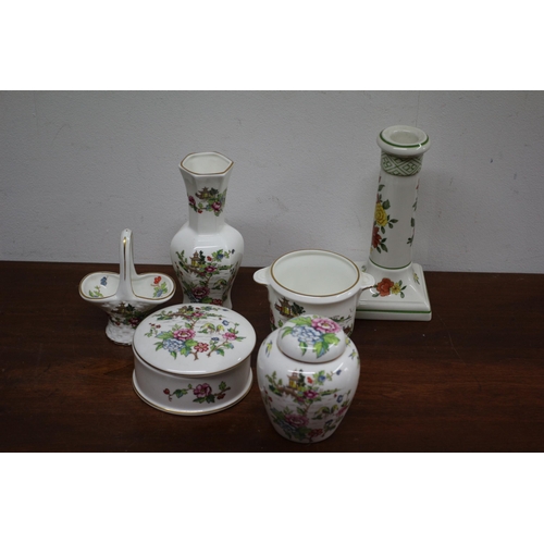 95 - Crown Staffordshire Fine Bone China Pagoda Pattern Items + Villeroy and Boch Candlestick