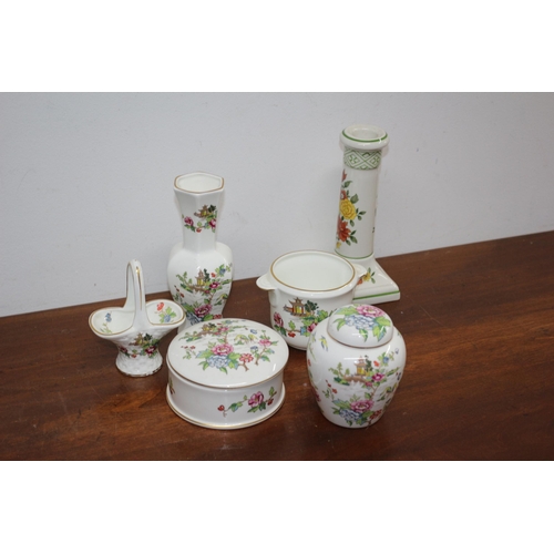 95 - Crown Staffordshire Fine Bone China Pagoda Pattern Items + Villeroy and Boch Candlestick