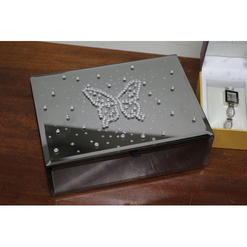 99 - Brand New Boxed Belacci Moonstone Watch plus Jewellery Box Containing a Nice Selection of Costume Je... 