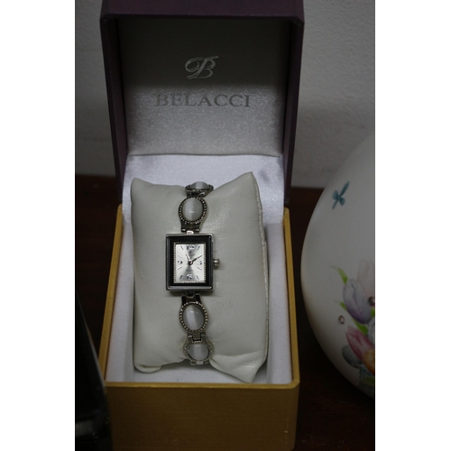 99 - Brand New Boxed Belacci Moonstone Watch plus Jewellery Box Containing a Nice Selection of Costume Je... 