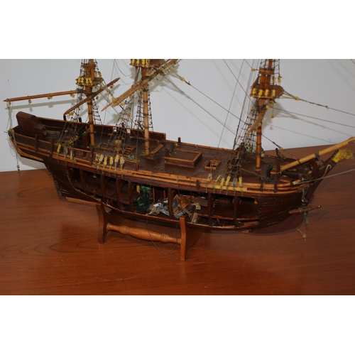 191 - Large 3 Mast Model Ship on Stand