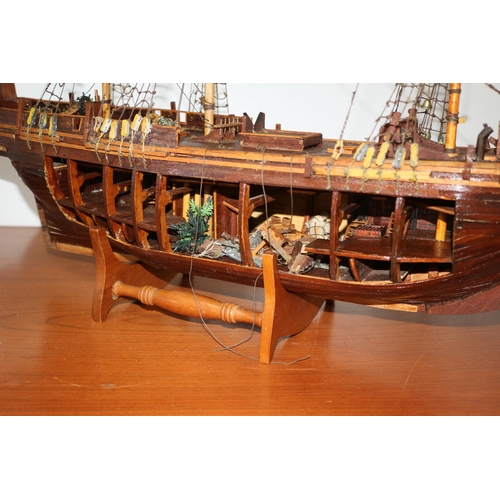 191 - Large 3 Mast Model Ship on Stand