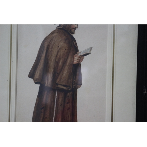 195 - Original Watercolour by George Whyatt - Carthusian Monk - C:1850 - 45 x 35cm