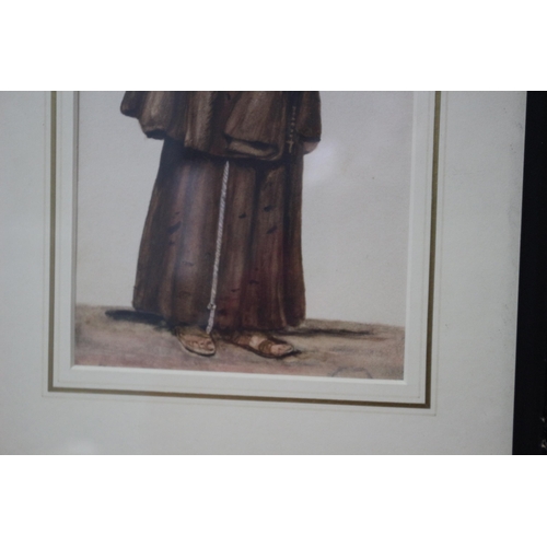 195 - Original Watercolour by George Whyatt - Carthusian Monk - C:1850 - 45 x 35cm