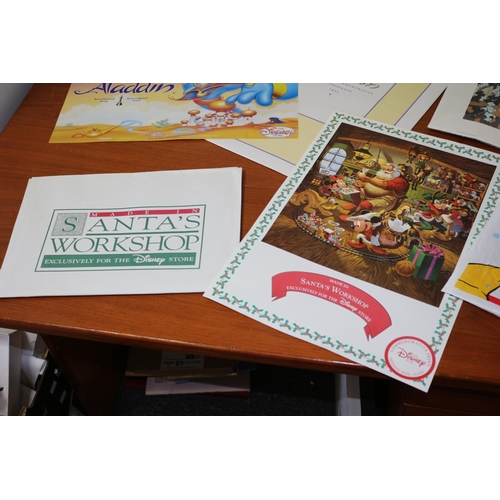 198 - Disney Commemorative Lithographs - Aladdin, Pocahontas, 101 Dalmatians' and Santa's Workshop plus Ba... 