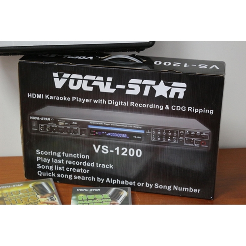 202 - Vocal Star VS1200 HDMI Karaoke Player/Recorder plus 1200 Songs + QTZ VH2 Dual Handle Microphone VHF ... 