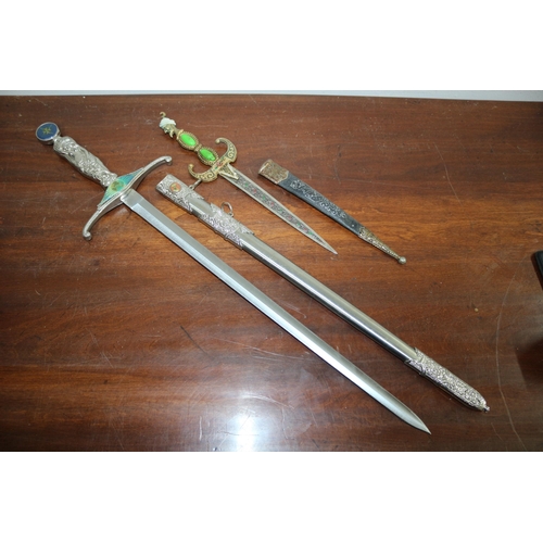 234 - Tomahawk Bladed Display Short Sword + Arabian Decorative Dagger