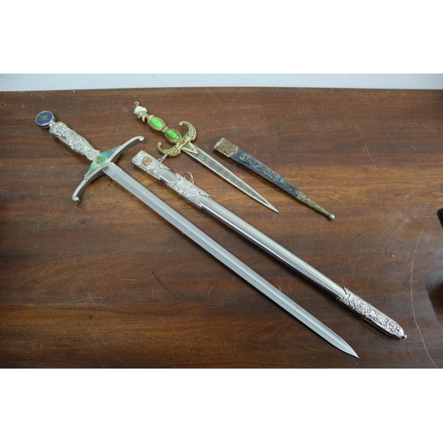 234 - Tomahawk Bladed Display Short Sword + Arabian Decorative Dagger