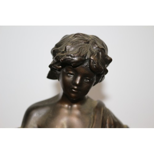 138 - Beautiful Heavy Bronze Figure by L.F. Moreau - Titled Chanteur des Rues - 40cm Tall