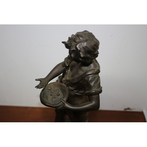 138 - Beautiful Heavy Bronze Figure by L.F. Moreau - Titled Chanteur des Rues - 40cm Tall