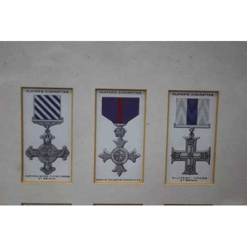 3 - Framed and Glazed Selection of John Player & Son Cigarette Cards - War Decorations and Medals