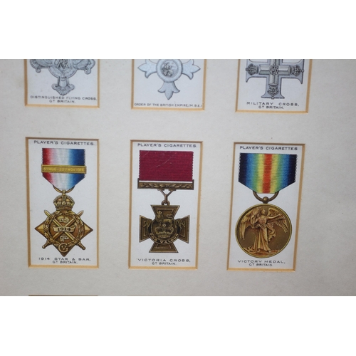 3 - Framed and Glazed Selection of John Player & Son Cigarette Cards - War Decorations and Medals